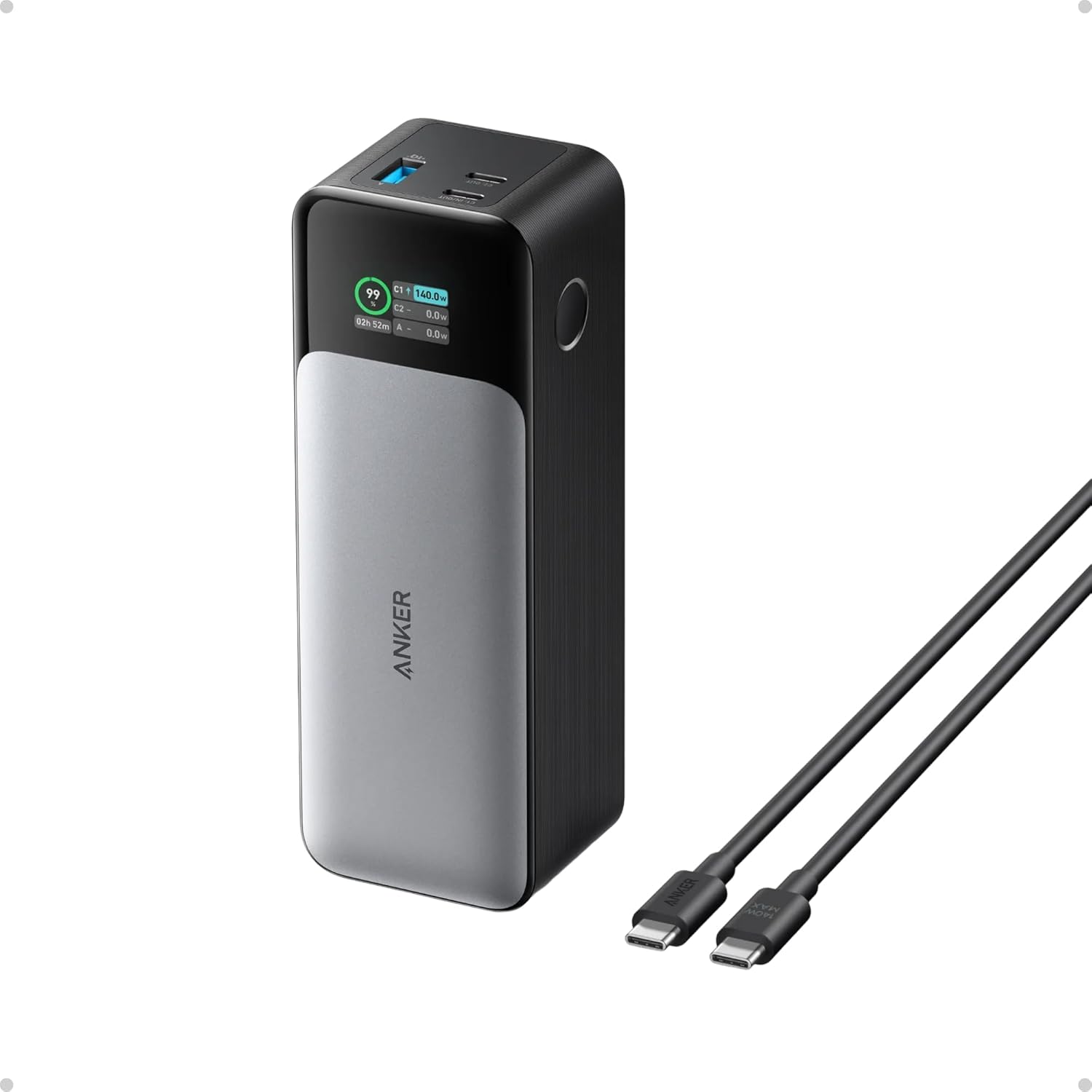 Svart Anker 737 Power Bank med digital display som visar laddningsstatus
