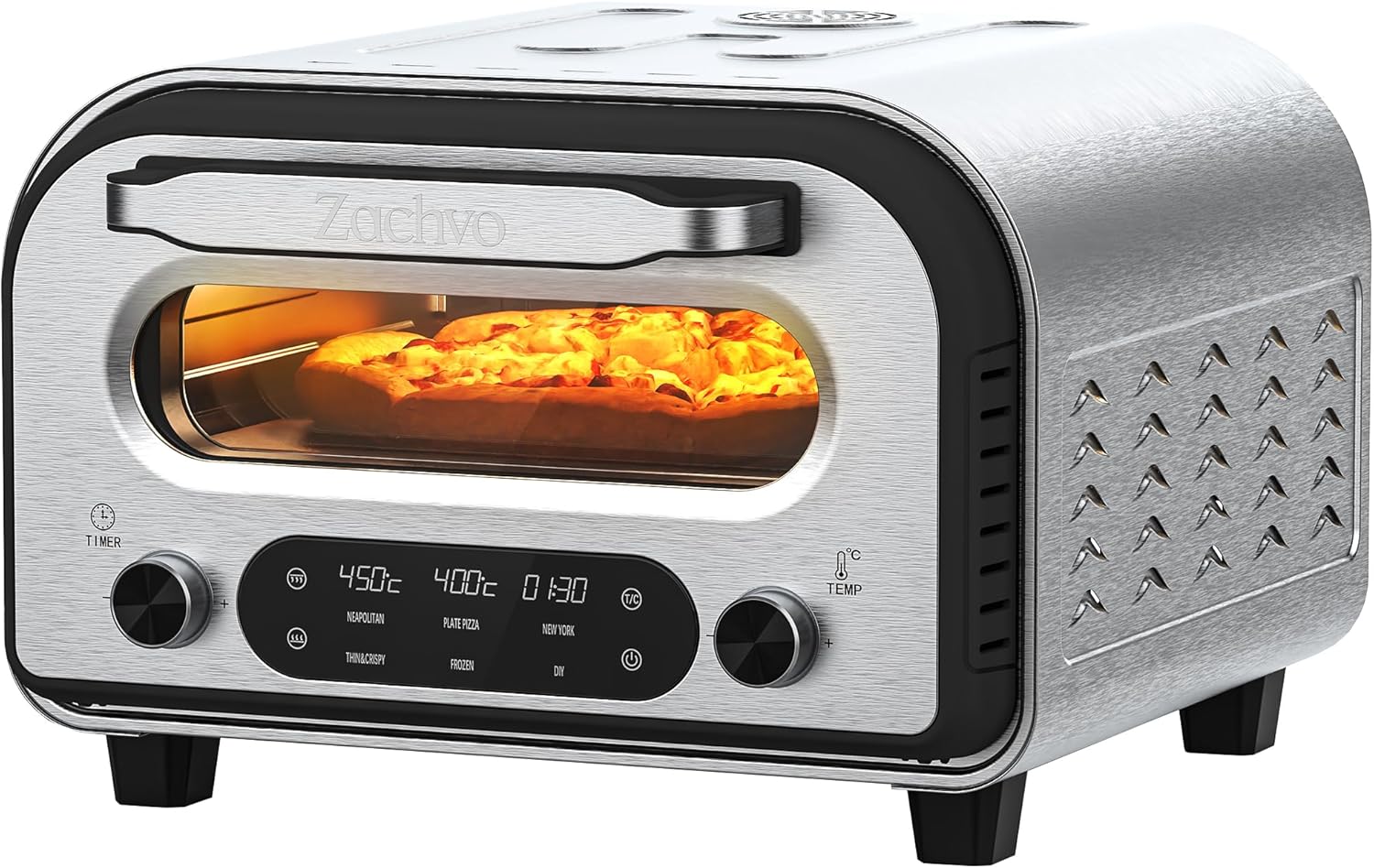 ZACHVO HF1201 elektrisk pizzaugn i rostfritt stål