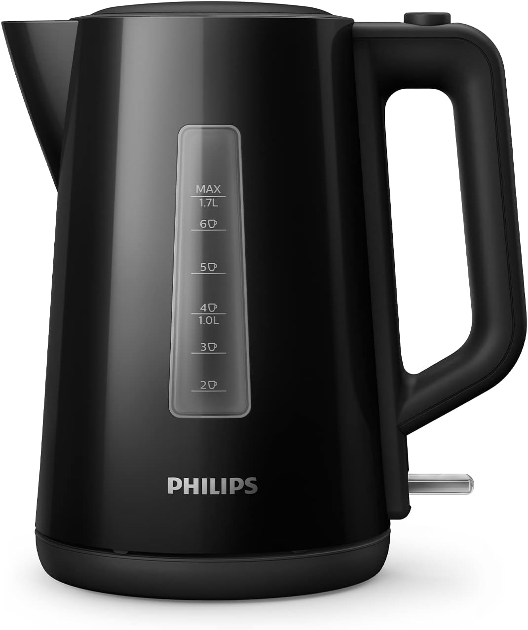 Svart Philips vattenkokare HD9318/20 med fjädrat lock